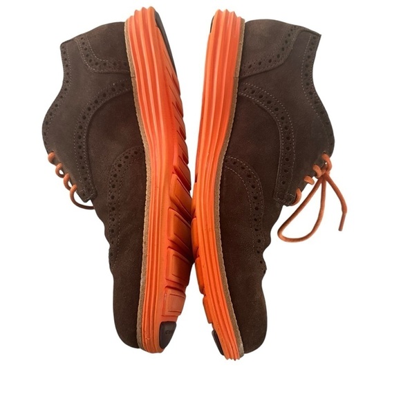 COLE HAAN LUNAR GRAND WINGTIP SUEDE BROWN AND ORANGE OXFORD SIZE 9 main image 6
